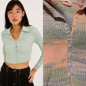 Urban Outfitters ribbed button down crop top